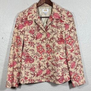 Talbots Blazer 8 Vtg 90s Silk‎ Cotton Floral Tapestry Art Old Money Quiet Luxury